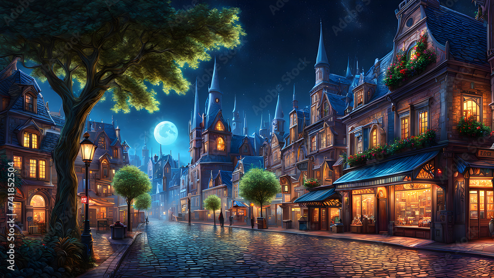 Fototapeta premium Magical city with neon light 