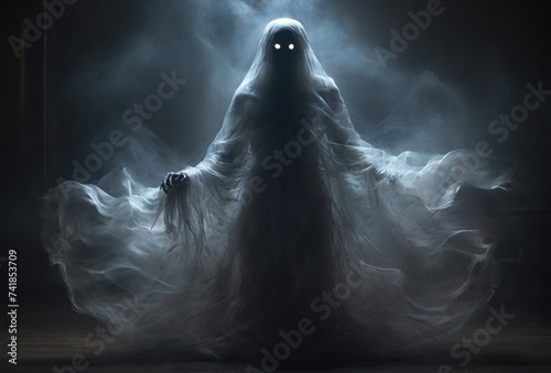 Scary ghost in mystical smoke © Danil Bukharov