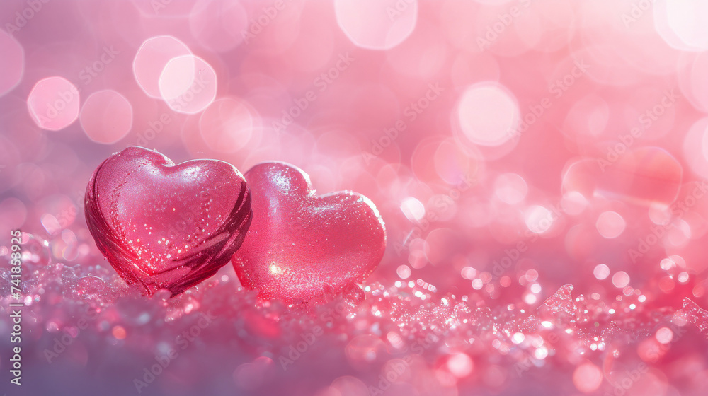 Enchanting Pink Gradation for Valentine's with Bokeh Hearts
