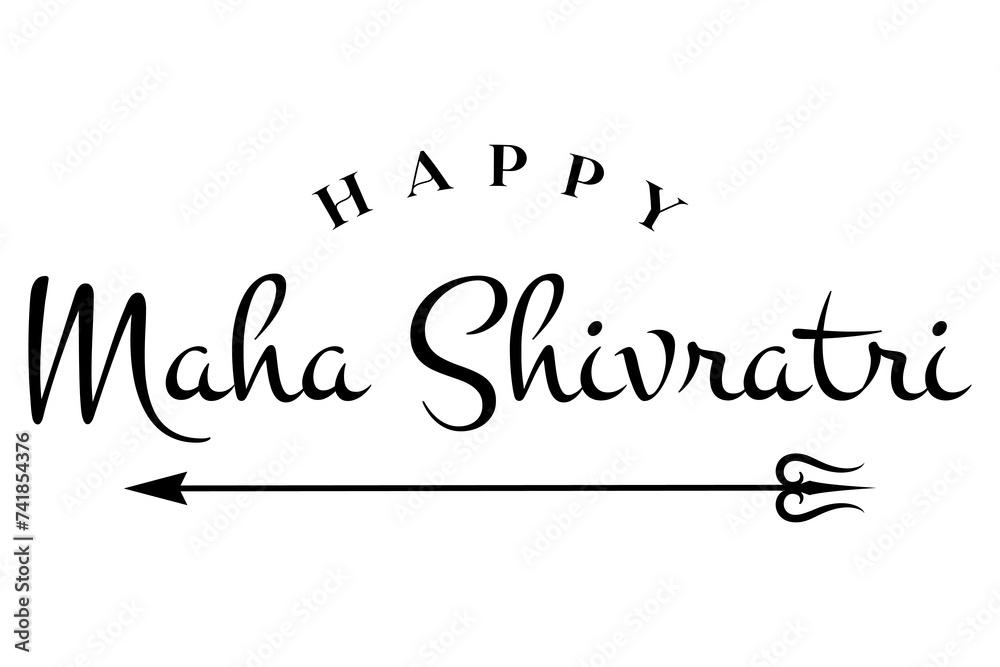 Maha shivratri lettering design with lord shiva trishul vector illustration.