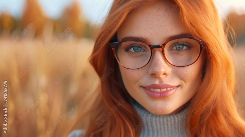 Radiant Redhead Embracing Sunset Bliss. Generative ai Radiant Redhead Embracing Sunset Bliss. Generative ai