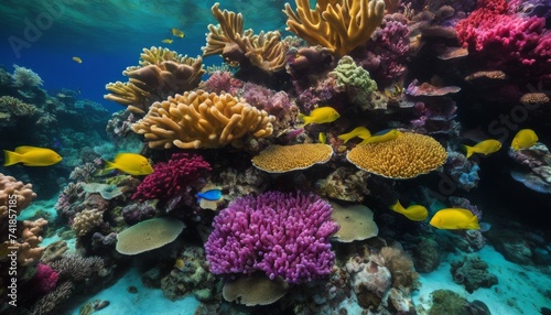 reef, tropical, fish, sea, ocean, aquarium, Vibrant Underwater Ecosystem Brimming with Colorful Coral Reefs © Yaraslava