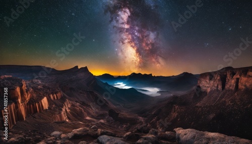 galaxy  cosmos  majestic  landscape  Magnificent View The Milky Way Stretching Across The Dreamy Nigh