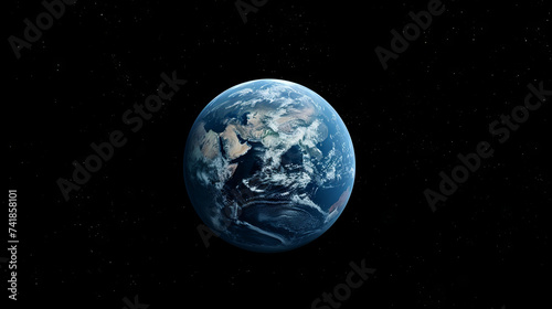 Planet earth on black isolated background, globe