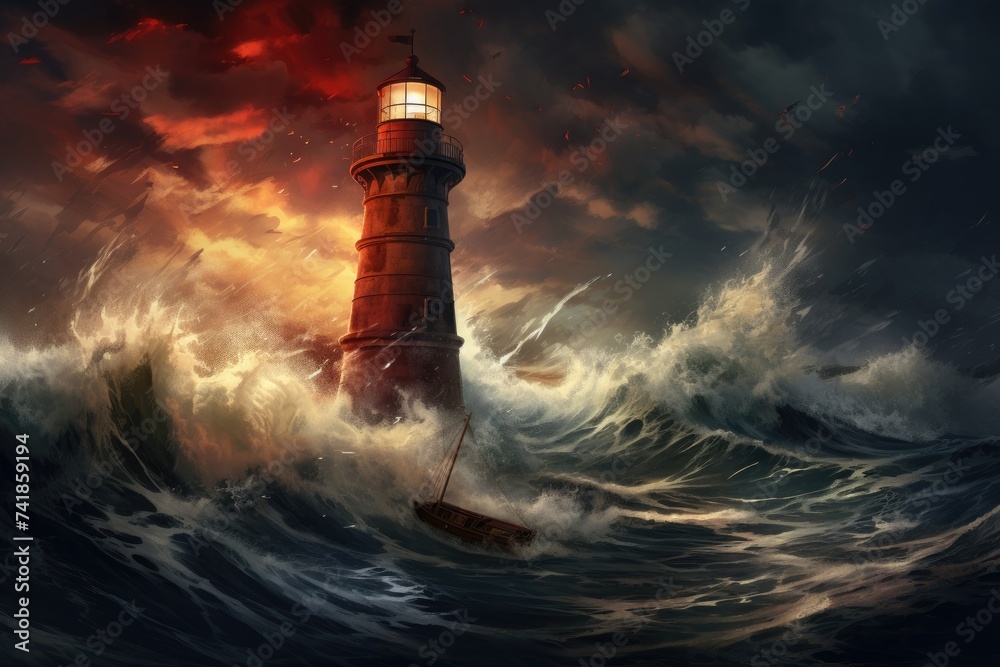 lighthouse guiding a ship through turbulent waters, ensuring safe passage within regulations.