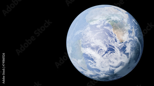 high quality and highly detailed 3d rendering of planet earth with clouds, atmosphere and city lights on the dark side