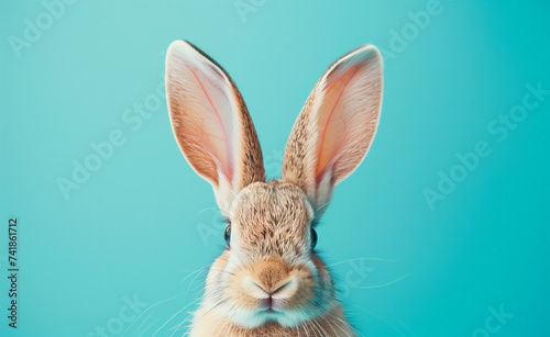 Close-Up of Bunny Ears Against a Clear Blue Sky Background 
