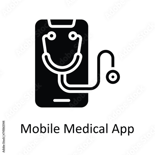 Mobile Medical App vector solid icon style illustration. EPS 10 File stock illustration