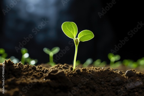 Germinating Green Bean Sprout on Bright Background. Small and Young Plant with Vibrant Botanical