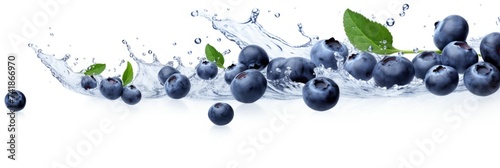 Fresh Blueberry. Flying and Falling Wild Berries Isolated on White Background with Clipping Path:
