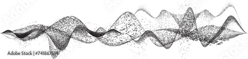 Sprayed black wavy line .Graffiti art design . Noise dispersion logo . Spray effect .Grunge curved line . Grainy, gritty textured line . Distressed element .vector 