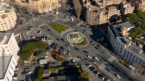 Photography Aerial view on Heroes' Square in Rome, Italy