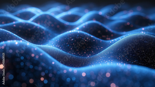 Abstract Background with Blue Glowing Energy Waves 