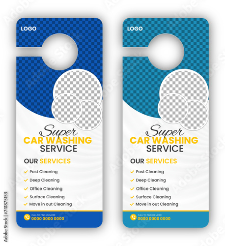 Vector door hanger cleaning services template