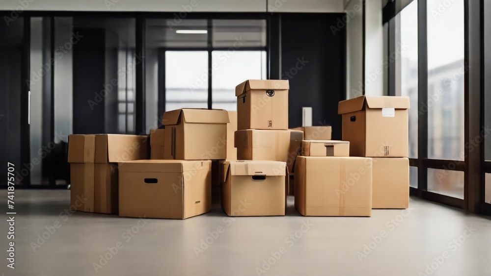Blank carboard boxes for shipping product. Packages, logistic and delivery concept.Ai generative Blank carboard boxes for shipping product. Packages, logistic and delivery concept.Ai generative