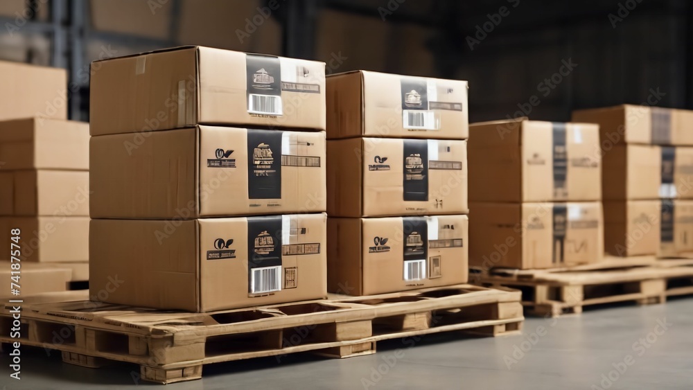 Blank carboard boxes for shipping product. Packages, logistic and delivery concept.Ai generative Blank carboard boxes for shipping product. Packages, logistic and delivery concept.Ai generative