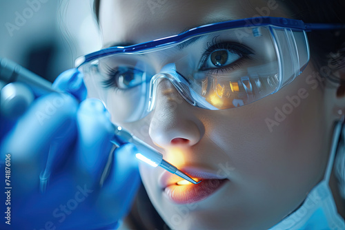Retrato de dentista en su consulta odontológica photo