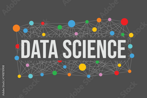 Vector illustration of Data science concept with colorful data nodes 