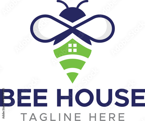 Vector Bee house logo design template 