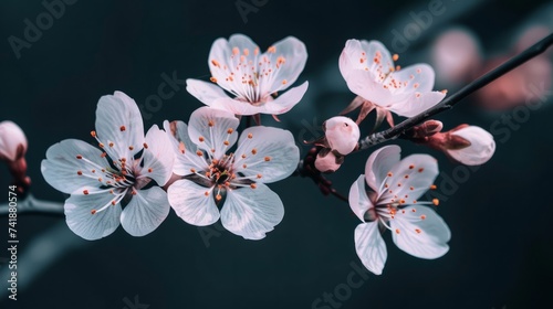Cherry blossom branch, its pale pink blooms evoking the ephemeral beauty of springtime