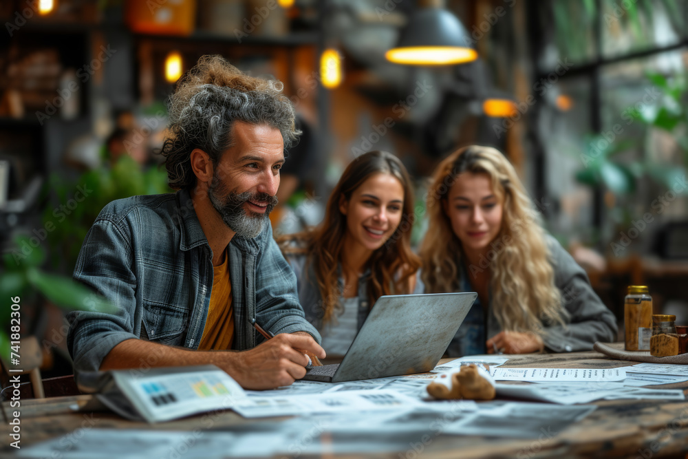 A community-based tech workshop where residents share digital skills, contributing to a technologically empowered society. Concept of digital community. Generative Ai.