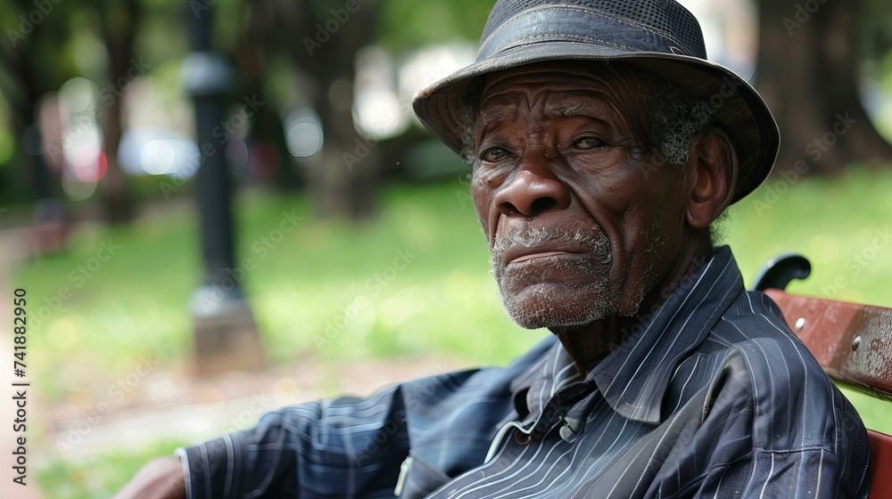 old african american man sitting in the park