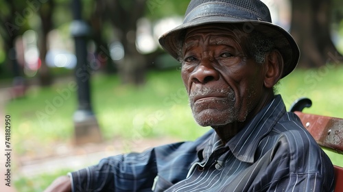 old african american man sitting in the park