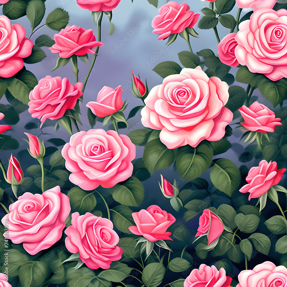 pink roses seamless pattern