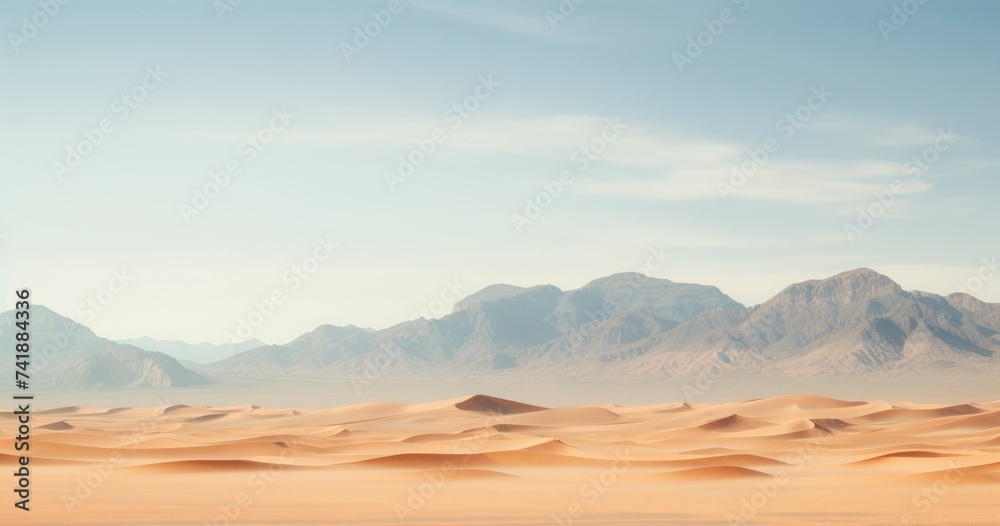 Desert landscape with mountains in the background Desert landscape with mountains in the background