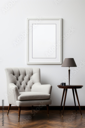 Mock up poster frame in interior background,white background