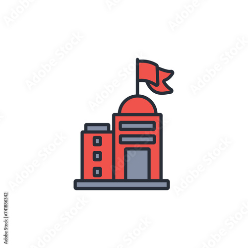 embassy icon. vector.Editable stroke.linear style sign for use web design,logo.Symbol illustration.