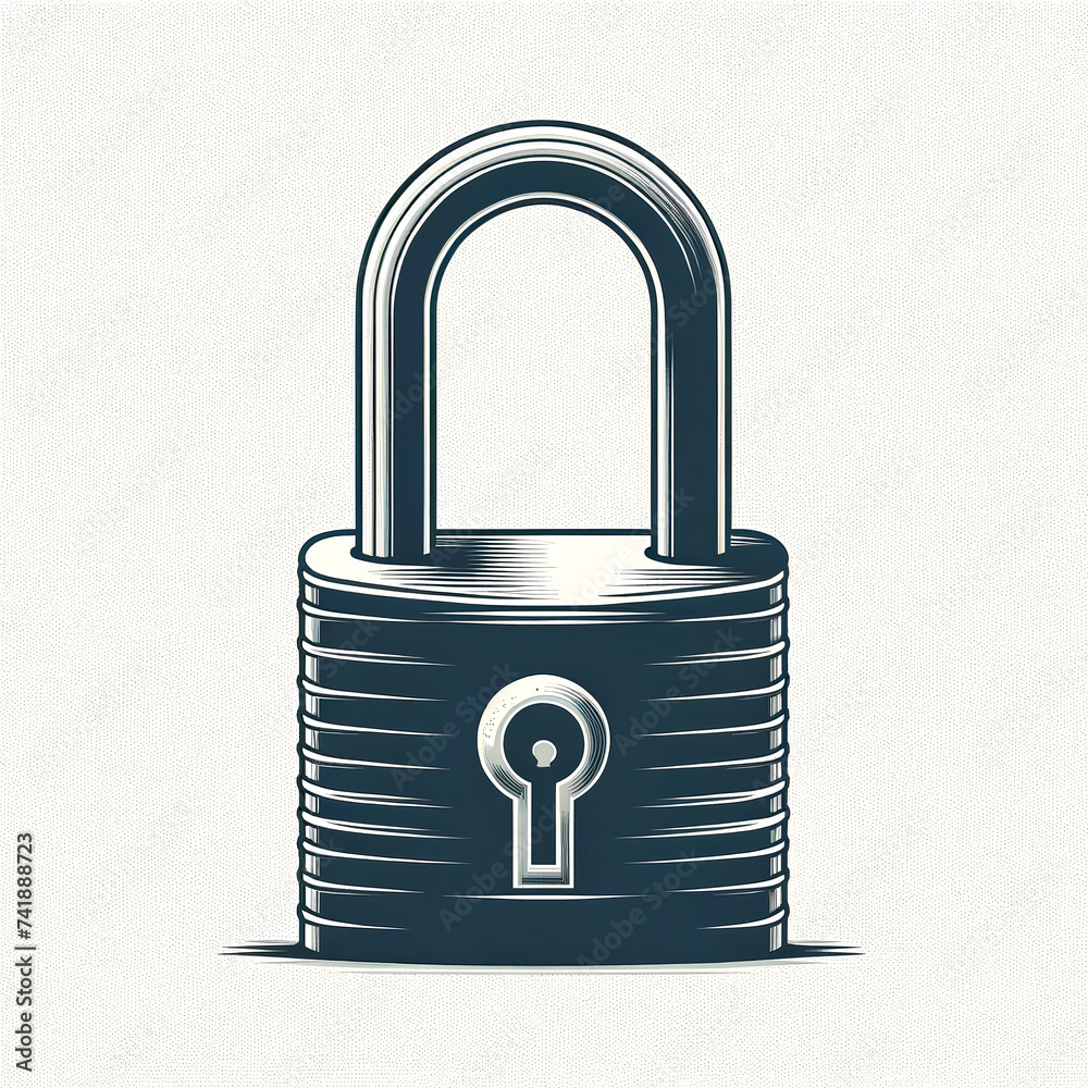 Simple illustration of a padlock, symbolizing security. - obrazy, fototapety, plakaty 