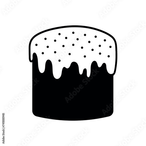 Paska, easter bread, traditional orthodox food, spring, holiday symbol, simple black design element, vector illustration