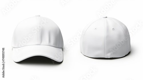 Blank White Baseball Caps Front and Back View, White Baseball Hats Isolated on White Background, Unisex White Caps Isolated for Fashion Mockups,Mockup of White Cap, white baseball cap, easy to cut out