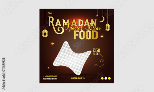 social media post-Special Ramadan iftar food menu instagram banner. banner design template. Social media poster, banner template design. Editable food poster template. 