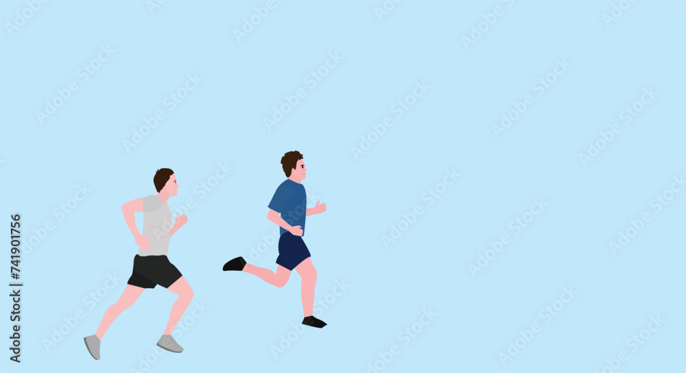 illustration of men running, jogging, exercising