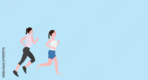illustration of women running, jogging, exercising