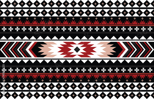 African tribal seamless pattern drawing, Doodle elements symbol, ethnic Aztec geometric design. Maya border handy craft with colorful decoration. Vector illustration for ancient print and textile.