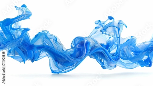Blue paint stroke isolated on white background for artistic designs and creative projects
