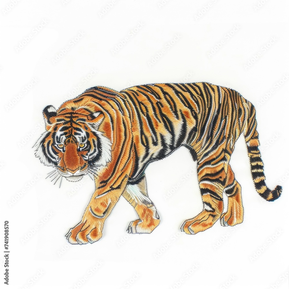 Obraz premium A drawing of a tiger on a white background