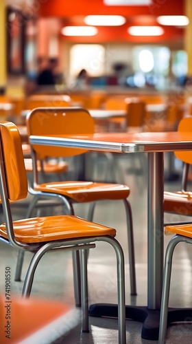 Orange Chairs in a Fast Food Restaurant
