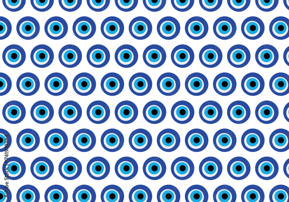 Patterned colorful background, Greek eye, editable vector.