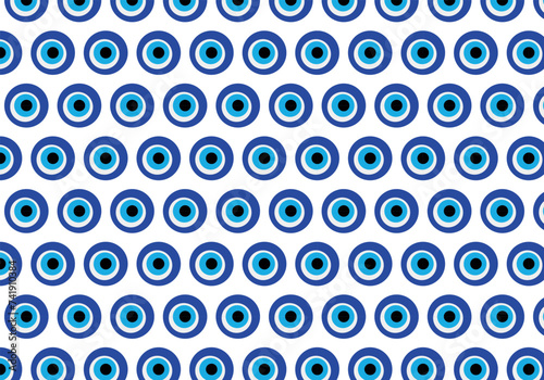 Patterned colorful background, Greek eye, editable vector.