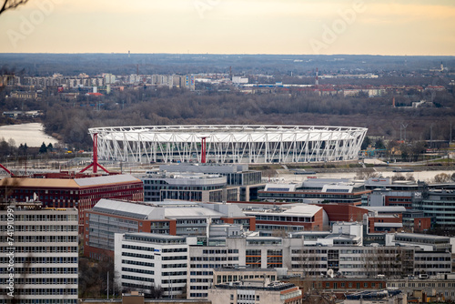 Photography National Athletics Center in Budapest, on the shore of Danube river, Hungary
