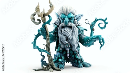 A captivating 3D illustration featuring a lovable and endearing elder god, radiating warmth and wisdom, set against a pristine white background. Perfect for adding charm and mystique to your