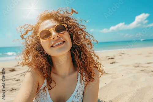 woman relaxing and enjoying the summer beach