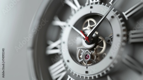 Clock face with gears, closeup view. Time management concept