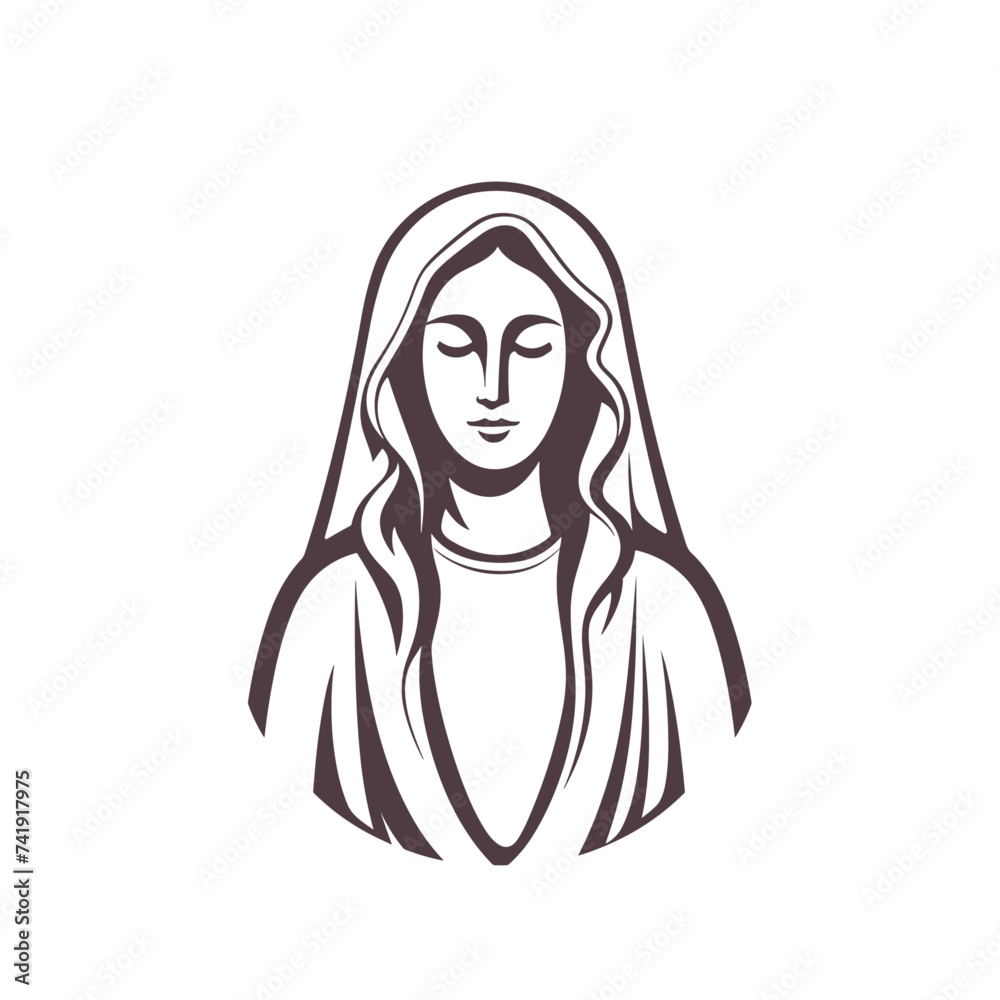 Our Lady Virgin Mary Mother of Jesus, Holy Mary, madonna, vector illustration, black and white, printable, suitable for logo, sign, tattoo, laser cutting, sticker and other print on demand Our Lady Virgin Mary Mother of Jesus, Holy Mary, madonna, vector illustration, black and white, printable, suitable for logo, sign, tattoo, laser cutting, sticker and other print on demand
