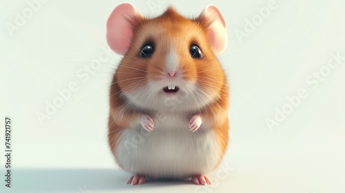 A 3D rendered cute hamster with adorable features, set against a clean white background. Perfect for adding a touch of cuteness to any project!