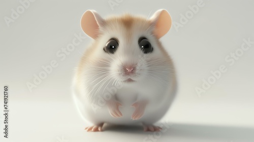 A 3D rendered cute hamster with adorable features, set against a clean white background. Perfect for adding a touch of cuteness to any project! © AiStock